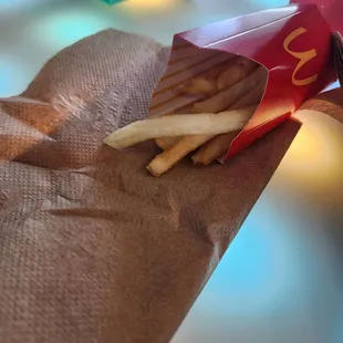 Literally about 7 fries. None in the bag