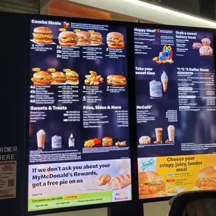 a menu for a fast food restaurant