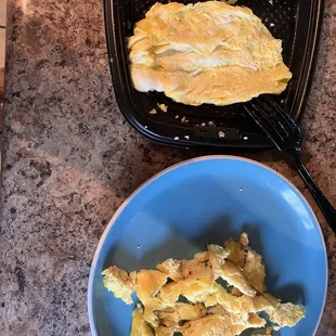 Blue plate with McDonald egg! Gross! Platter is mine I made