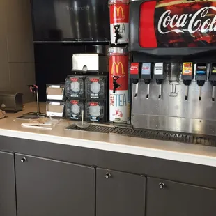 a coffee machine and a soda machine
