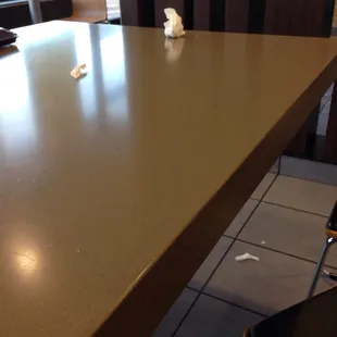 Dirty tables and floors