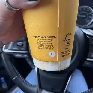 After arriving to my destination 13 minutes later it started leaking! I forgot to ask for double cup! Frustrating and annoying!