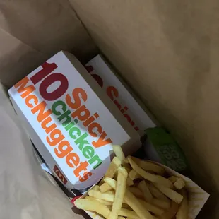 20 pc spicy nuggets, free medium fry from deal on app