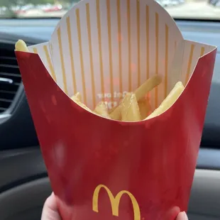 This is their large fries? Half empty