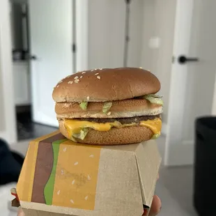 Reality of the Big Mac I received. Where&apos;s the meat?! Lol