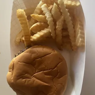 Quarter pound burger basket with fries