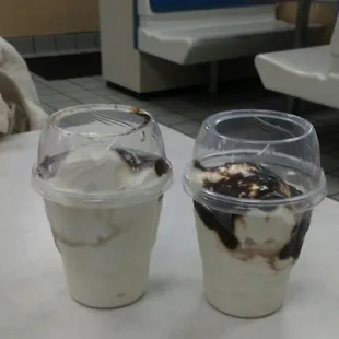 They think this is acceptable, not giving me the proper amount of ice cream and trying to serve it.  Right one is mine.