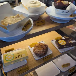 a variety of desserts on display