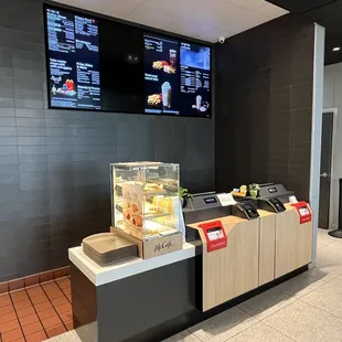 menus on a large screen in a restaurant