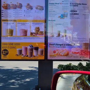 Drive thru menu