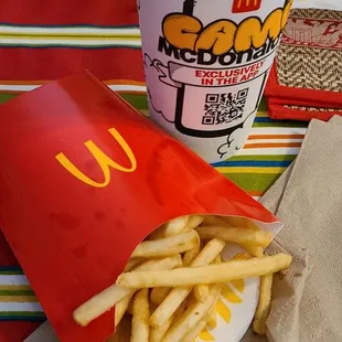 Large fries and a large coke