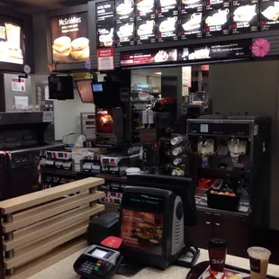 the inside of a fast food restaurant