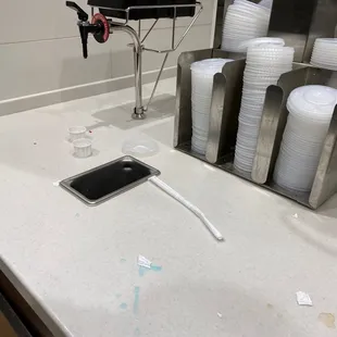 a cell phone on a counter