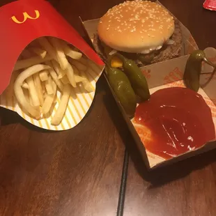 Double quarter pounder with some cold fries