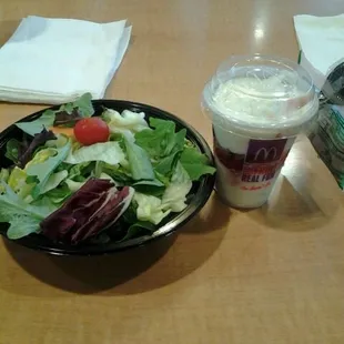 side salad and parfait