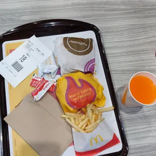 mcdouble and hot &amp; spicy mcchicken deal with value fries