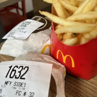 Two McDoubles and a free medium fries