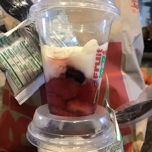 Parfaits....must have been really low on yogurt or some serious cut back, smh.