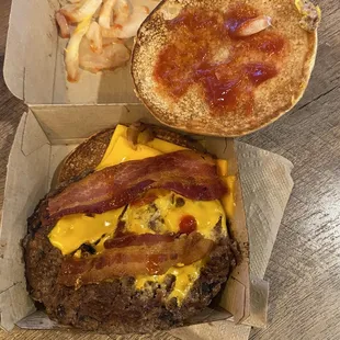 bacon, cheese, and cheeseburger