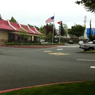 Look for the flags and Honda dealership