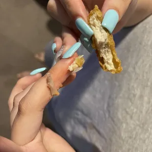 Chicken finger in my chicken nuggets.