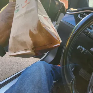 Boat loads of grease soaking through the bag.