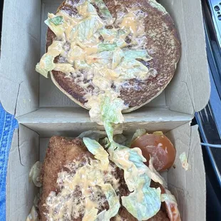 This what the &quot;Deluxe chicken sandwich &quot; looked like after opening the box!
