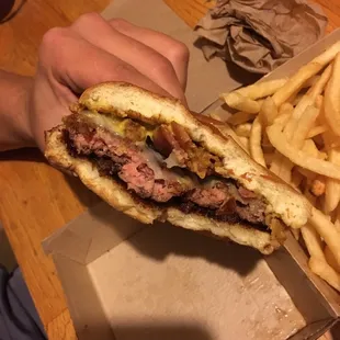 Nice raw burger tonight