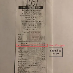 Receipt of purchase with incorrect pricing