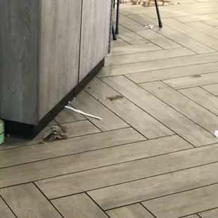 Crusty spilled shake that has been there hours or more