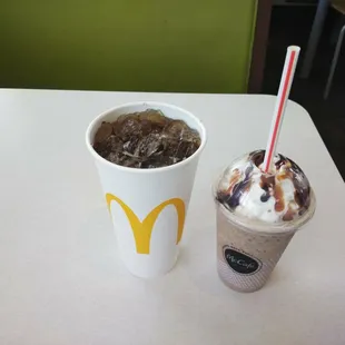 Large Coke, Medium Chocolate Chip Frappe