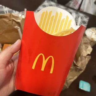 a hand holding a french fries