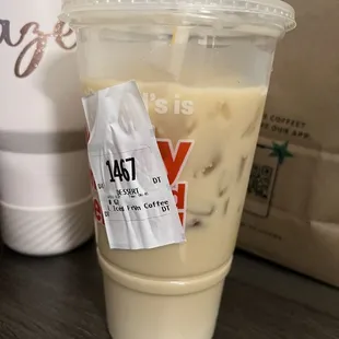 Supposed to be iced vanilla coffee. But I don't even taste the coffee. It's all vanilla and milk. What a waste or money!