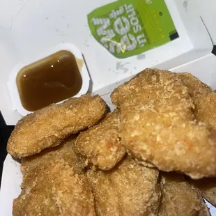 fried donuts and dipping sauce