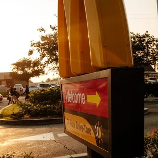 a mcdonald's drive thru sign