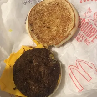 a burger and a sandwich on a wrapper