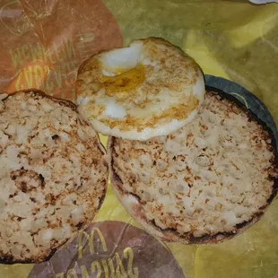 a fried egg on a toasted bread