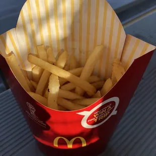 french fries in a red container