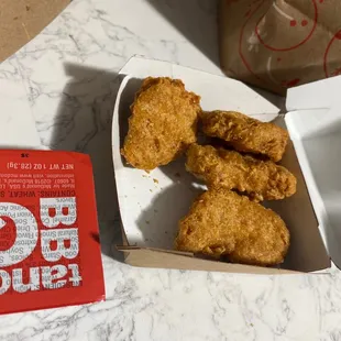 Looks like chicken nuggets have been sitting for a couple of hours they are cold and hard