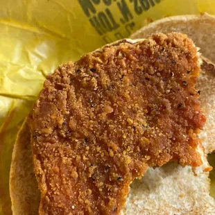 a fried chicken sandwich on a bun