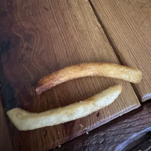 90% of my fries were burnt and inedible. Only a few normal fries were in the batch. I set them next to each other to show the difference.