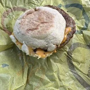 Sorry looking Sausage &amp; Egg McMuffin