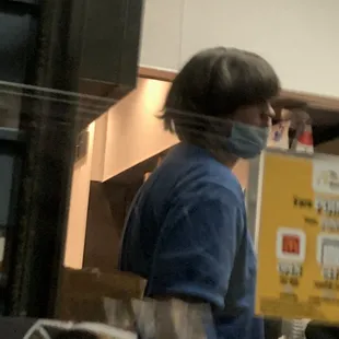 Mask isn't covering nose. Talk about "we handle food with care" MOST of the employees didn't have a mask either.