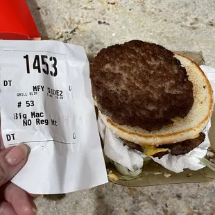 Big Mac was not supposed to have meat. The paper even says "no meat"