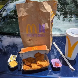 The BTS Meal: 10 piece Mcnuggets, Cajun sauces, Fries, &amp; Drink