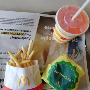 McChicken with fries &amp; coke