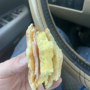 Expensive egg McMuffin served with cold scrambled eggs. Disgusting