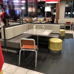 Tables in need of cleaning, not one clean one in the place.