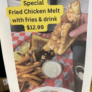 Fried chicken melt special