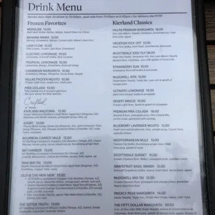 menu